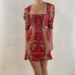 For Love & Lemons Red Lace Cutout Dress